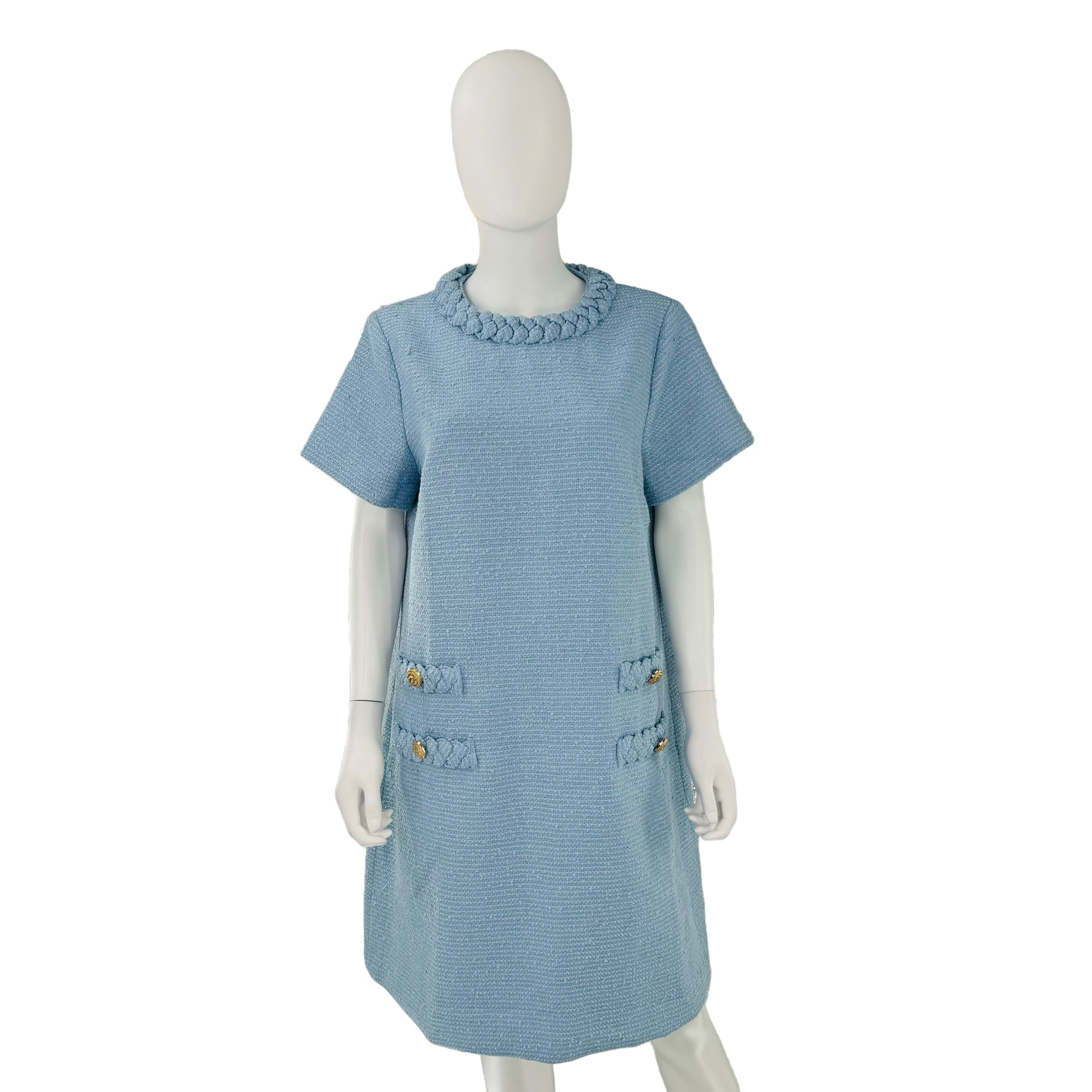 Tuckernuck Airy Blue Retro Tweed Jackie Short Sleeve Mini Dress